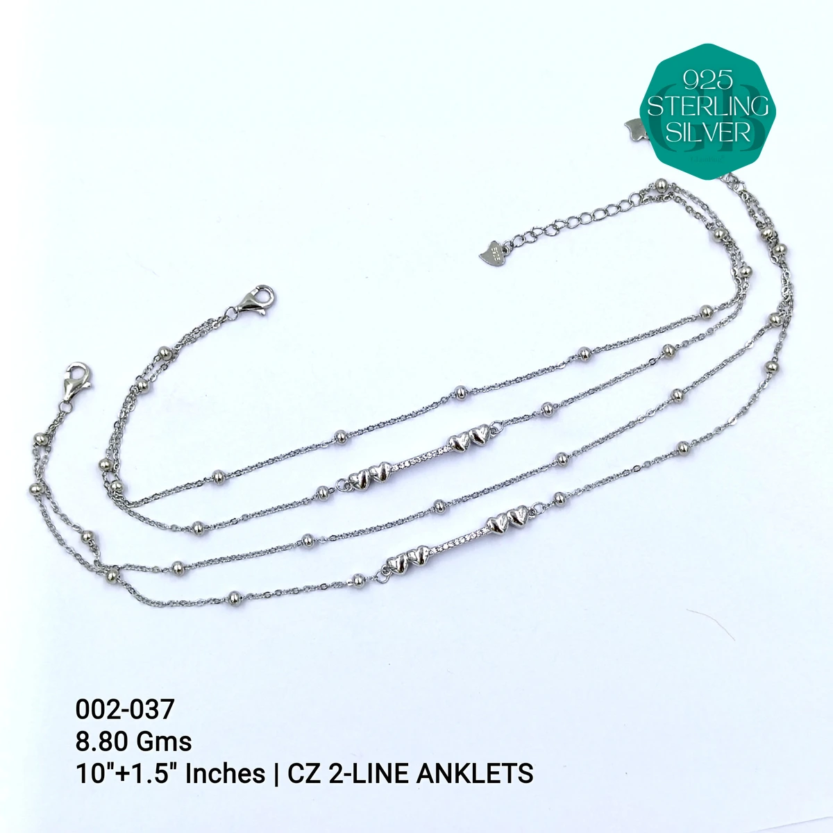 CZ 2-LINE ANKLETS A+ - GB-002-037