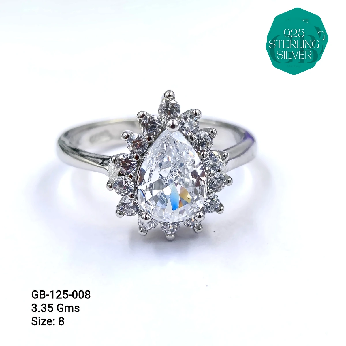 WHITE SOLITAIRE SHAPE RING 3.5gms - GB-125-008