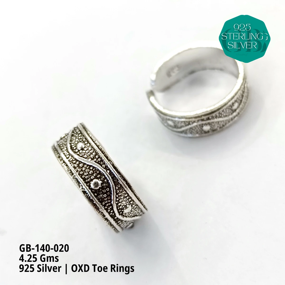 OXIDIZED FLAT TOE RINGS - GB-140-020